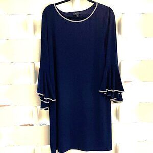 MSK Navy Formal 3/4 Sleeve Midi Dress Extra Large XL